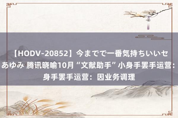 【HODV-20852】今までで一番気持ちいいセックス 望月あゆみ 腾讯晓喻10月“文献助手”小身手罢手运营：因业务调理