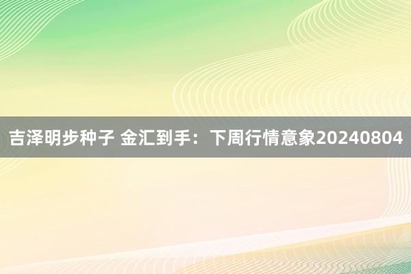 吉泽明步种子 金汇到手：下周行情意象20240804