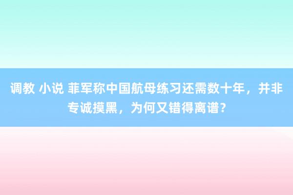 调教 小说 菲军称中国航母练习还需数十年，并非专诚摸黑，为何又错得离谱？