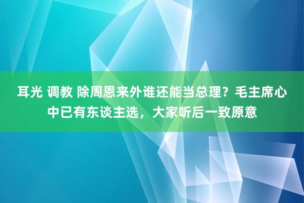 耳光 调教 除周恩来外谁还能当总理？毛主席心中已有东谈主选，大家听后一致原意