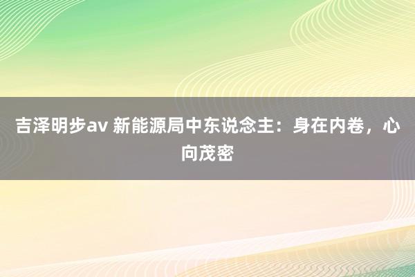 吉泽明步av 新能源局中东说念主：身在内卷，心向茂密